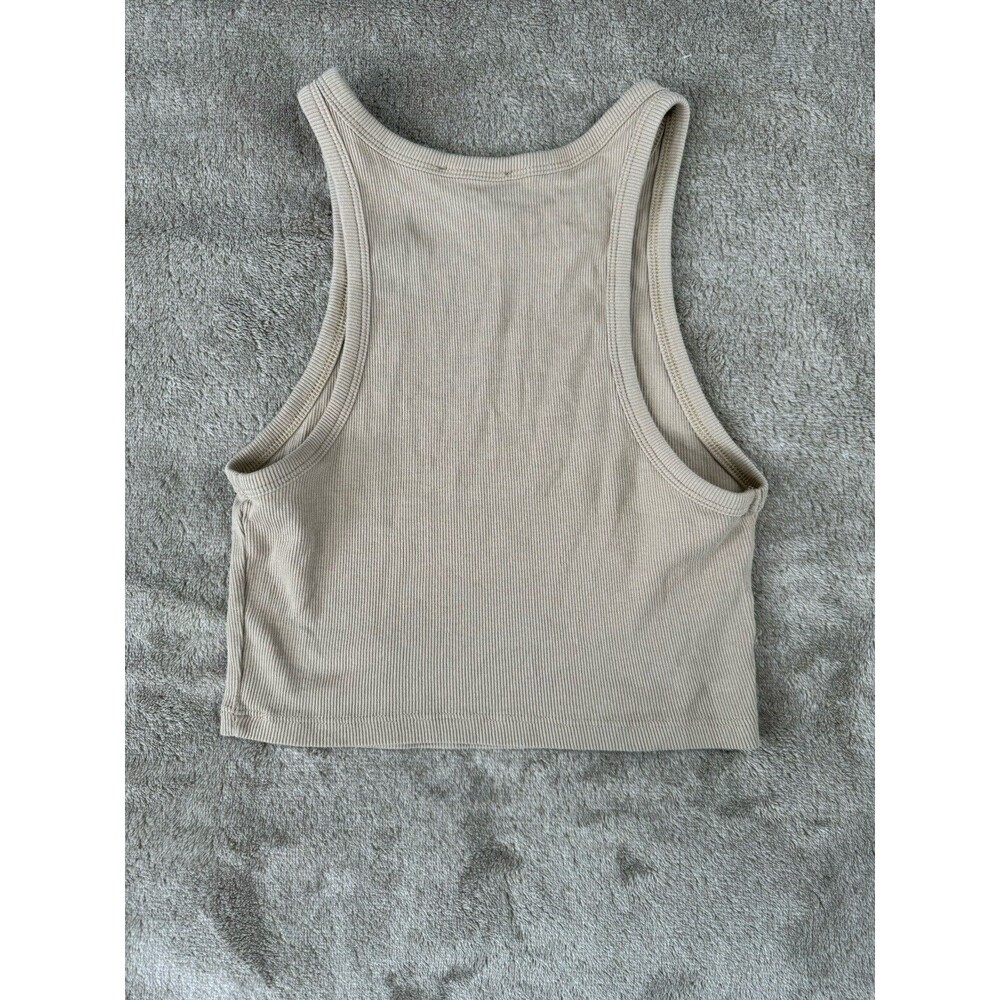 ZARA Cropped Ribbed Tank Tan Size L - Picture 2 of 6